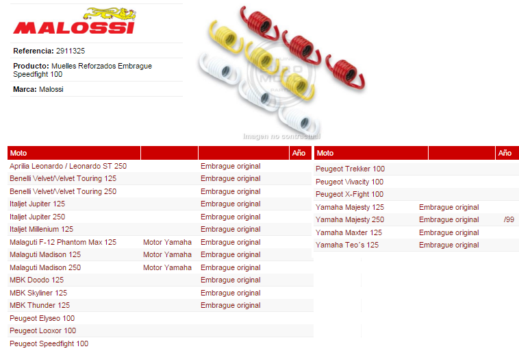 MUELLE EMBRAGUE MALOSSI YAMAHA MAJESTY 125 JUEGO.